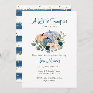 Navy blue A Little Pumpkin Is On The Way Invitati Invitation