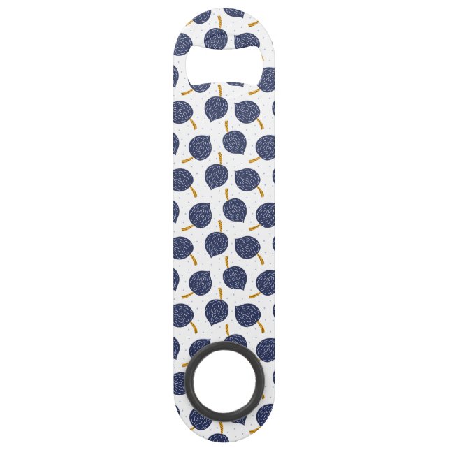Navy Blue Abstract Flying Bomb Fruit Pattern (Front)