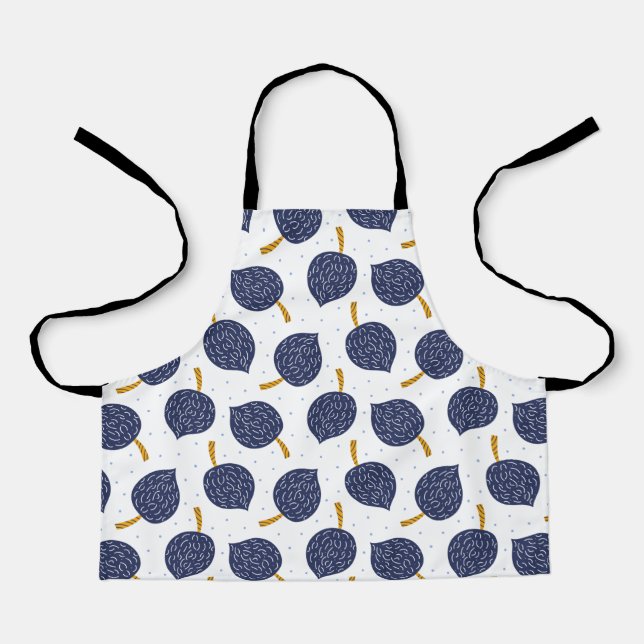 Navy Blue Abstract Flying Bomb Fruit Pattern Apron (Front)