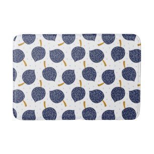 Navy Blue Abstract Flying Bomb Fruit Pattern Bath Mat
