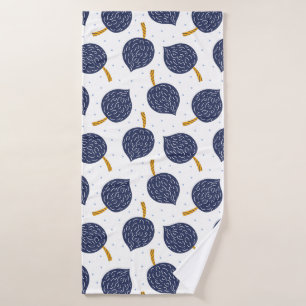 Navy Blue Abstract Flying Bomb Fruit Pattern Bath Towel