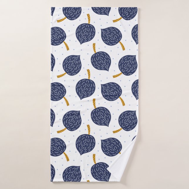 Navy Blue Abstract Flying Bomb Fruit Pattern Bath Towel (Bath Towel)