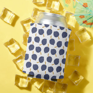 Navy Blue Abstract Flying Bomb Fruit Pattern Can Cooler