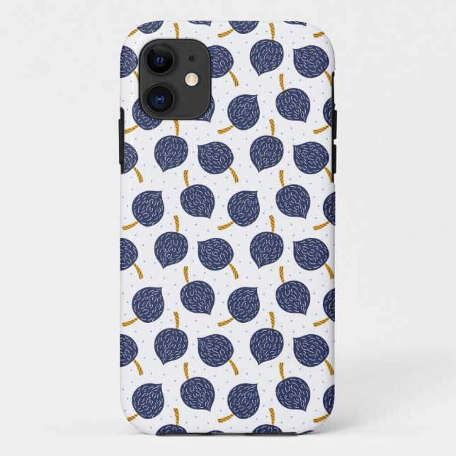 Navy Blue Abstract Flying Bomb Fruit Pattern Case-Mate iPhone Case (Back)
