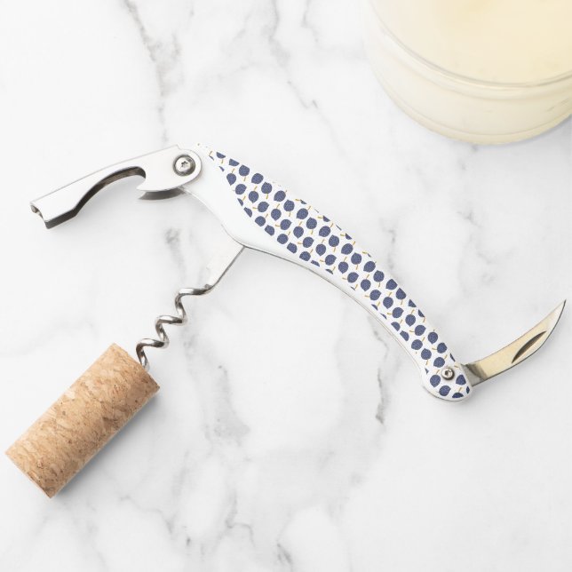 Navy Blue Abstract Flying Bomb Fruit Pattern Corkscrew (Front)