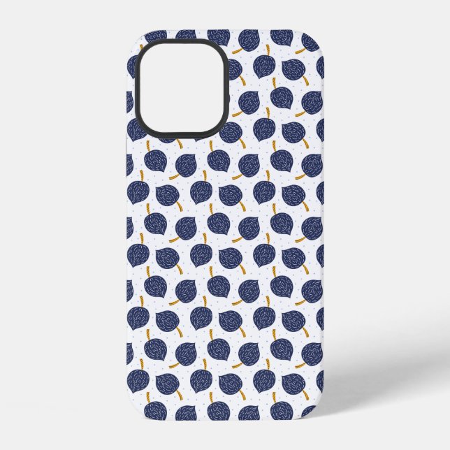 Navy Blue Abstract Flying Bomb Fruit Pattern iPhone Case (Back)