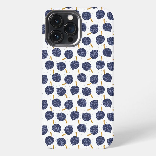 Navy Blue Abstract Flying Bomb Fruit Pattern iPhone Case (Back)