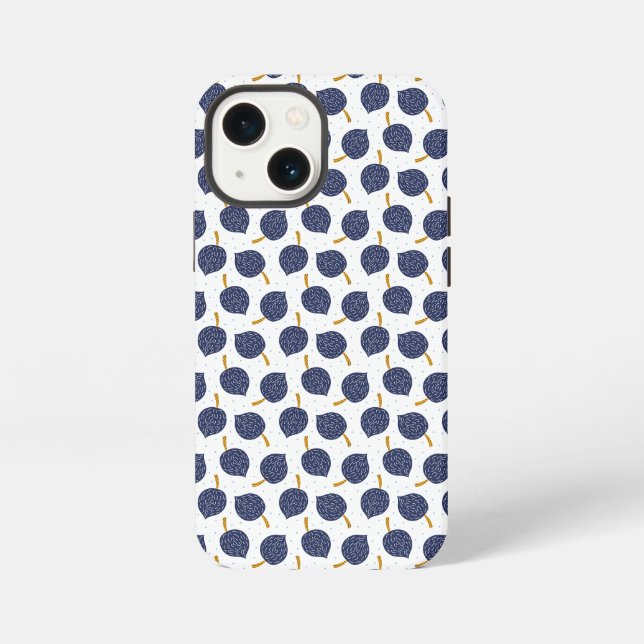 Navy Blue Abstract Flying Bomb Fruit Pattern iPhone Case (Back)