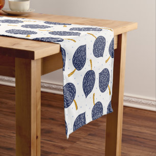 Navy Blue Abstract Flying Bomb Fruit Pattern Short Table Runner