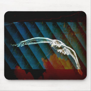Navy Blue Abstract Ocean Birds gliding seagull Mouse Mat
