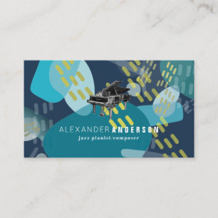 Navy Blue Abstract Pattern Pianist Business Card