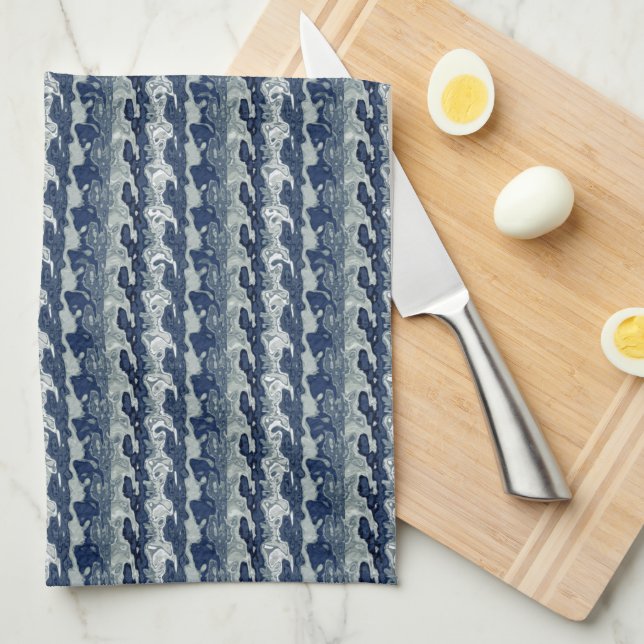Navy Blue Abstract Pattern  Tea Towel (Quarter Fold)
