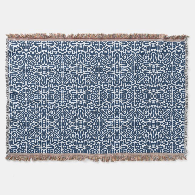 Navy Blue Abstract  Throw Blanket (Front)