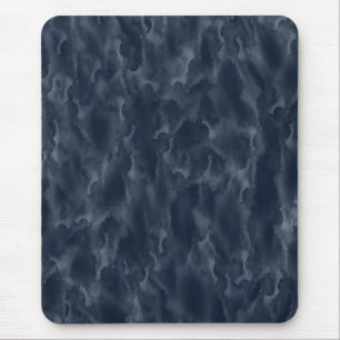 Navy Blue Abstract Watercolor Stain Elegant Chic Mouse Mat
