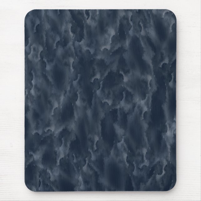 Navy Blue Abstract Watercolor Stain Elegant Chic Mouse Mat (Front)