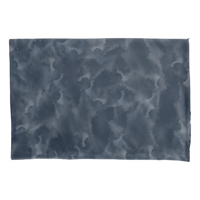 Navy Blue Abstract Watercolor Stain Elegant Chic Pillowcase (Front)