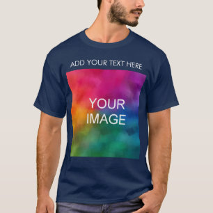 Navy Blue Add Your Text Image Photo Template Men's T-Shirt