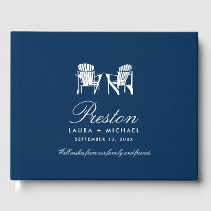 Navy Blue Adirondack Chairs Wedding Guest Book