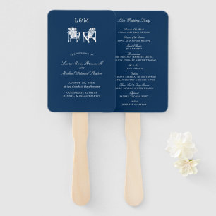 Navy Blue Adirondack Chairs Wedding Hand Fan