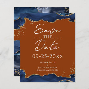 Navy Blue Agate Burnt Orange Save the Date
