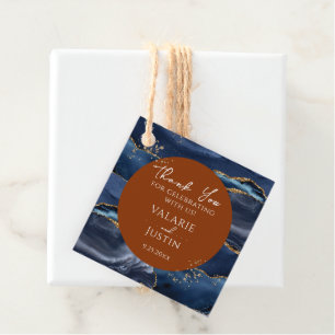 Navy Blue Agate Burnt Orange Thank You  Favour Tag