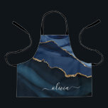 Navy Blue Agate Geode Gold Monogram Apron<br><div class="desc">Navy Blue and Gold Foil Agate Geode Monogram Beautiful Elegant Script Name Apron. This makes the perfect sweet 16, 13th, 15th, 16th, 18th, 21st, 30th, 40th, 50th, 60th, 70th, 80th, 90th, 100th birthday, wedding, bridal shower, anniversary, baby shower, graduation or bachelorette party gift for someone decorating her room in modern...</div>