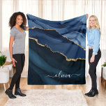 Navy Blue Agate Geode Gold Monogram Fleece Blanket<br><div class="desc">Navy Blue and Gold Foil Agate Geode Monogram Beautiful Elegant Script Name Sherpa Blanket. This makes the perfect sweet 16, 13th, 15th, 16th, 18th, 21st, 30th, 40th, 50th, 60th, 70th, 80th, 90th, 100th birthday, wedding, bridal shower, anniversary, baby shower, graduation or bachelorette party gift for someone decorating her room in...</div>