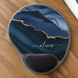 Navy Blue Agate Geode Gold Monogram Gel Mouse Mat<br><div class="desc">Navy Blue and Gold Foil Agate Geode Monogram Beautiful Elegant Script Name Mousepad (mouse pad). This makes the perfect sweet 16, 13th, 15th, 16th, 18th, 21st, 30th, 40th, 50th, 60th, 70th, 80th, 90th, 100th birthday, wedding, bridal shower, anniversary, back to school, baby shower, graduation or bachelorette party gift for someone...</div>