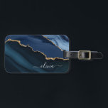 Navy Blue Agate Geode Gold Monogram Luggage Tag<br><div class="desc">Navy Blue and Gold Foil Agate Geode Monogram Beautiful Elegant Script Name Bag or Luggage Tag. This makes the perfect sweet 16, 13th, 15th, 16th, 18th, 21st, 30th, 40th, 50th, 60th, 70th, 80th, 90th, 100th birthday, wedding, bridal shower, anniversary, baby shower, graduation or bachelorette party gift for someone decorating her...</div>
