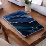 Navy Blue Agate Geode Gold Monogram Notebook<br><div class="desc">Navy Blue and Gold Foil Agate Geode Monogram Beautiful Elegant Script Name Notebook Planner or Journal. This makes the perfect sweet 16, 13th, 15th, 16th, 18th, 21st, 30th, 40th, 50th, 60th, 70th, 80th, 90th, 100th birthday, wedding, bridal shower, anniversary, baby shower, graduation or bachelorette party gift for someone decorating her...</div>