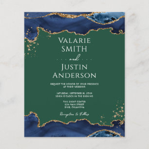 Navy Blue Agate Green Wedding Flyer
