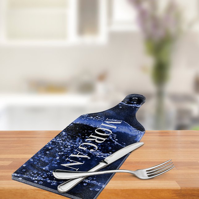Navy blue agate marble name cutting board (Creator Uploaded)