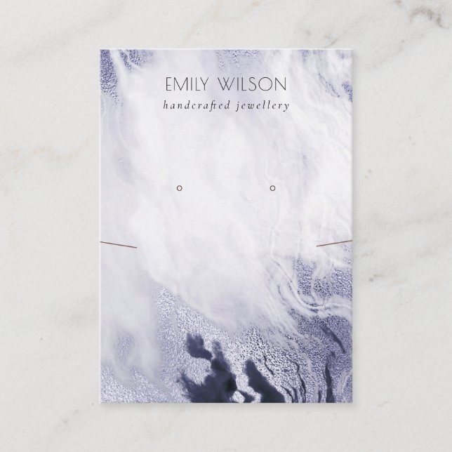 Navy Blue Agate Marble Necklace Earring Display Business Card (Front)