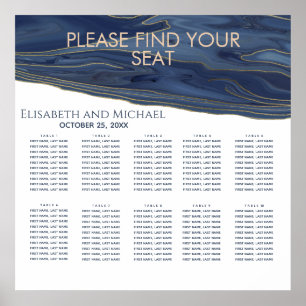 Navy blue agate simple romantic elegant poster