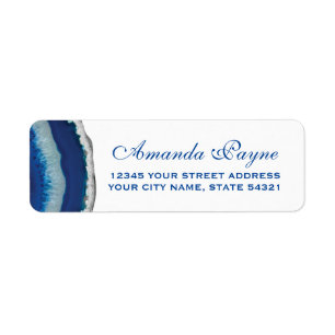 Navy Blue Agate Wedding Return Address