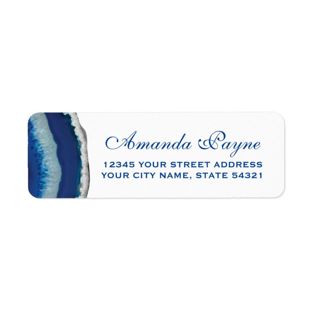 Navy Blue Agate Wedding Return Address (Front)