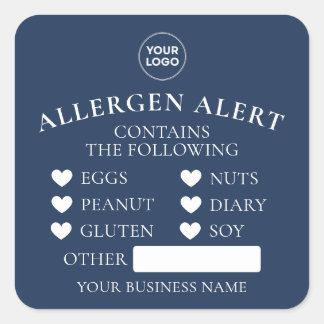 Navy Blue Allergy Alert Bakery Cake  Food Sticker