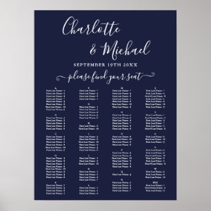 Navy Blue Alphabetical Wedding Seating Chart