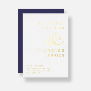 Navy Blue Ampersand Wedding Save The Date Gold