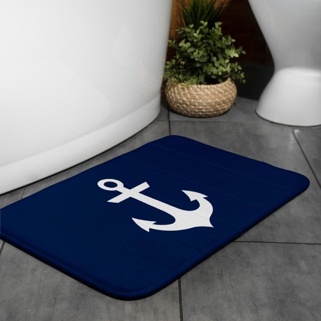 Navy Blue Anchor Bath Mat (Creator Uploaded)