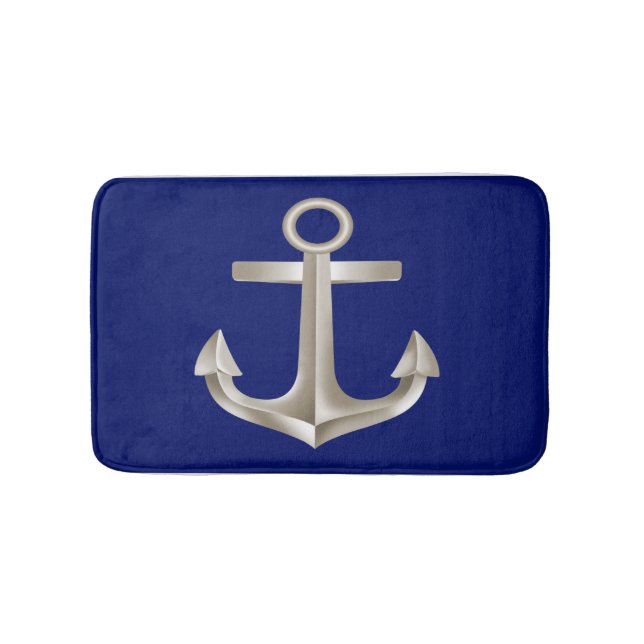 Navy Blue Anchor Bathmat (Front)