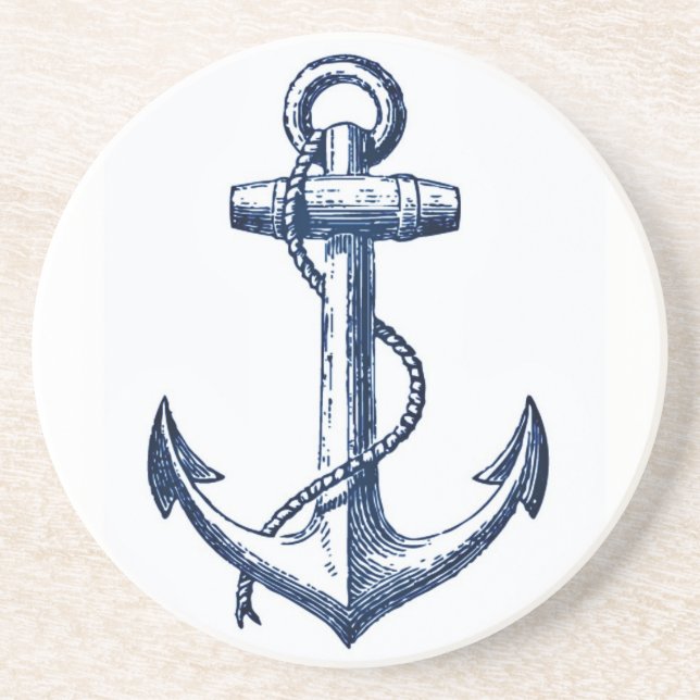 Navy Blue Anchor Coaster (Front)