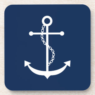 Navy Blue Anchor Coaster