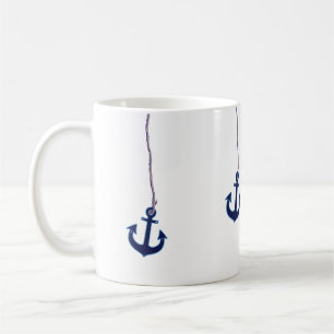navy blue anchor coffee mug