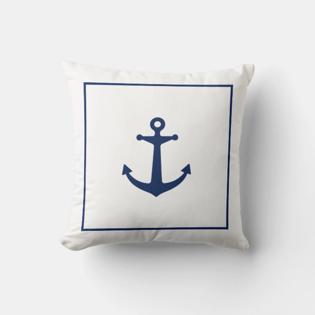 Navy Blue Anchor Cushion (Front)