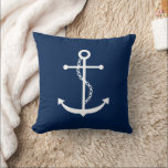Navy Blue Anchor Cushion<br><div class="desc">Nautical design.</div>