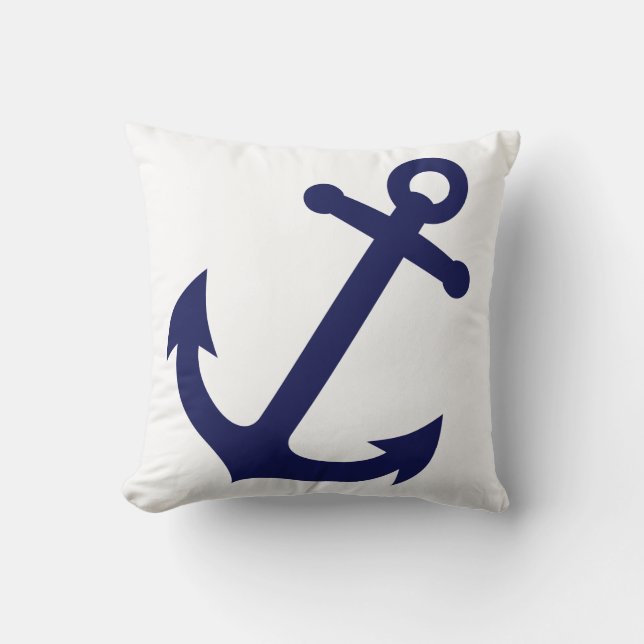 Navy Blue Anchor Cushion (Front)