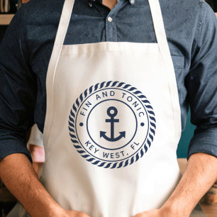 Navy Blue Anchor Custom Boat Name Standard Apron