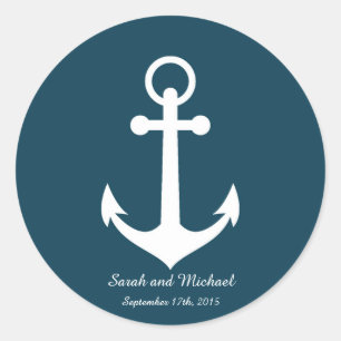 Navy Blue Anchor Custom Envelope Sticker Seal
