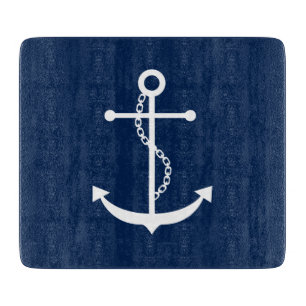 Navy Blue Anchor Cutting Board
